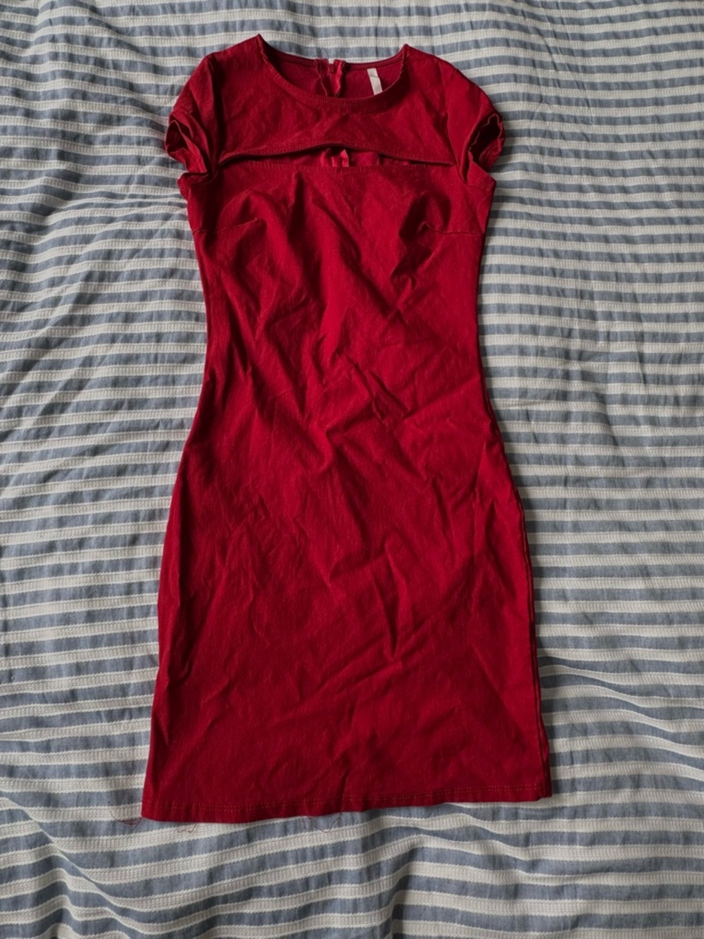 Fitted Red Mini Dress with Cap Sleeves